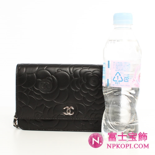シャネル CHANEL カメリア ラムスキン ショルダーバッグ ブラック＆シルバー A47421AAZXCV